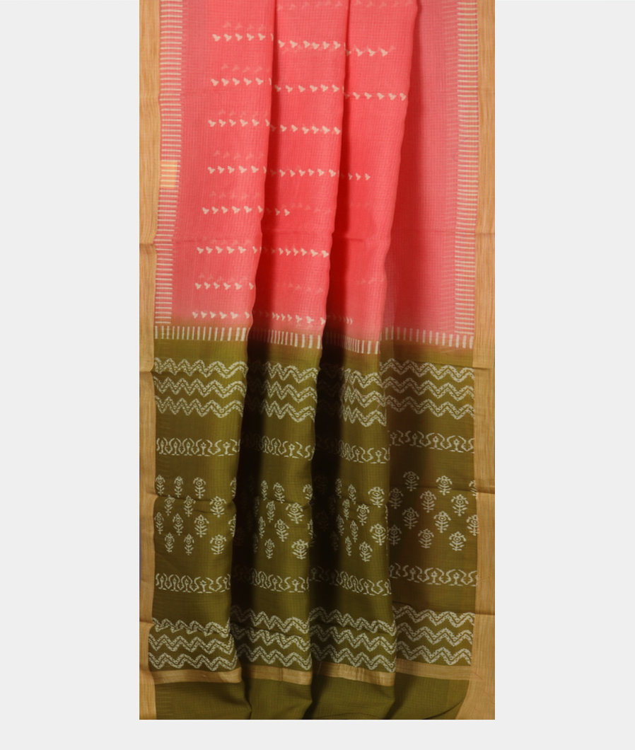 Pink Printed Cotton Saree T3884592