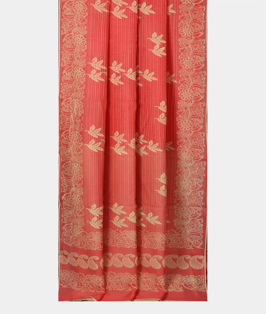 Salmon Pink Chanderi Cotton Saree T3884112