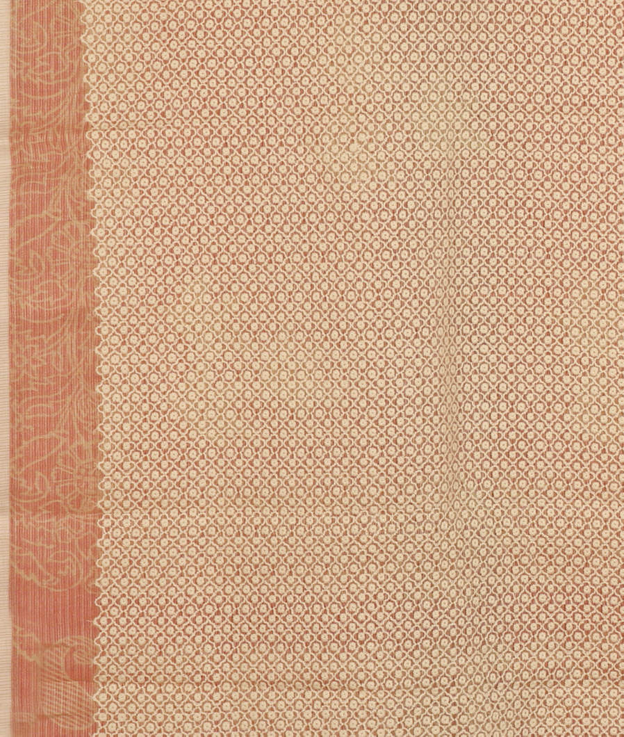 Salmon Pink Chanderi Cotton Saree T3884114