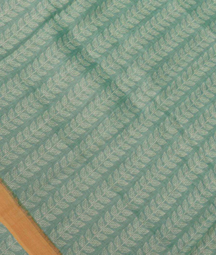 Green Soft Printed Cotton Saree T381595-image