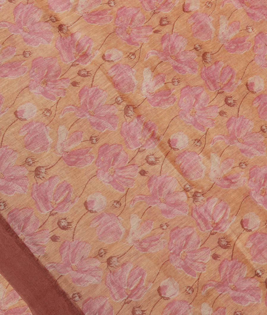 Light Yellow Soft Printed Cotton Saree T381576-image