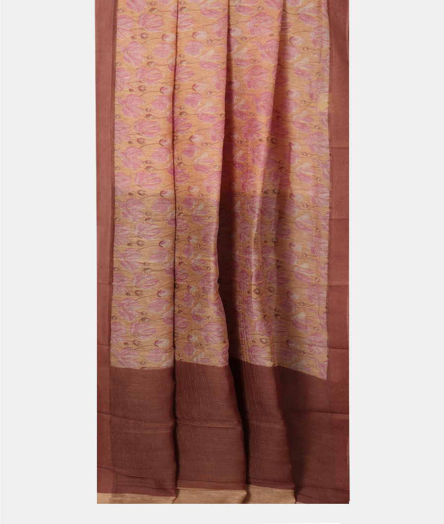 Light Yellow Soft Printed Cotton Saree T3815762