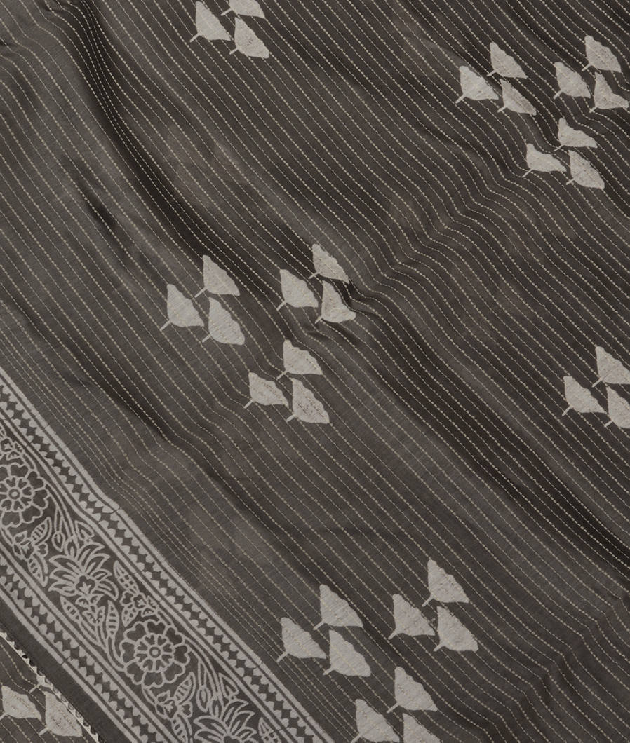 Grey Chanderi Cotton Saree T388404-image