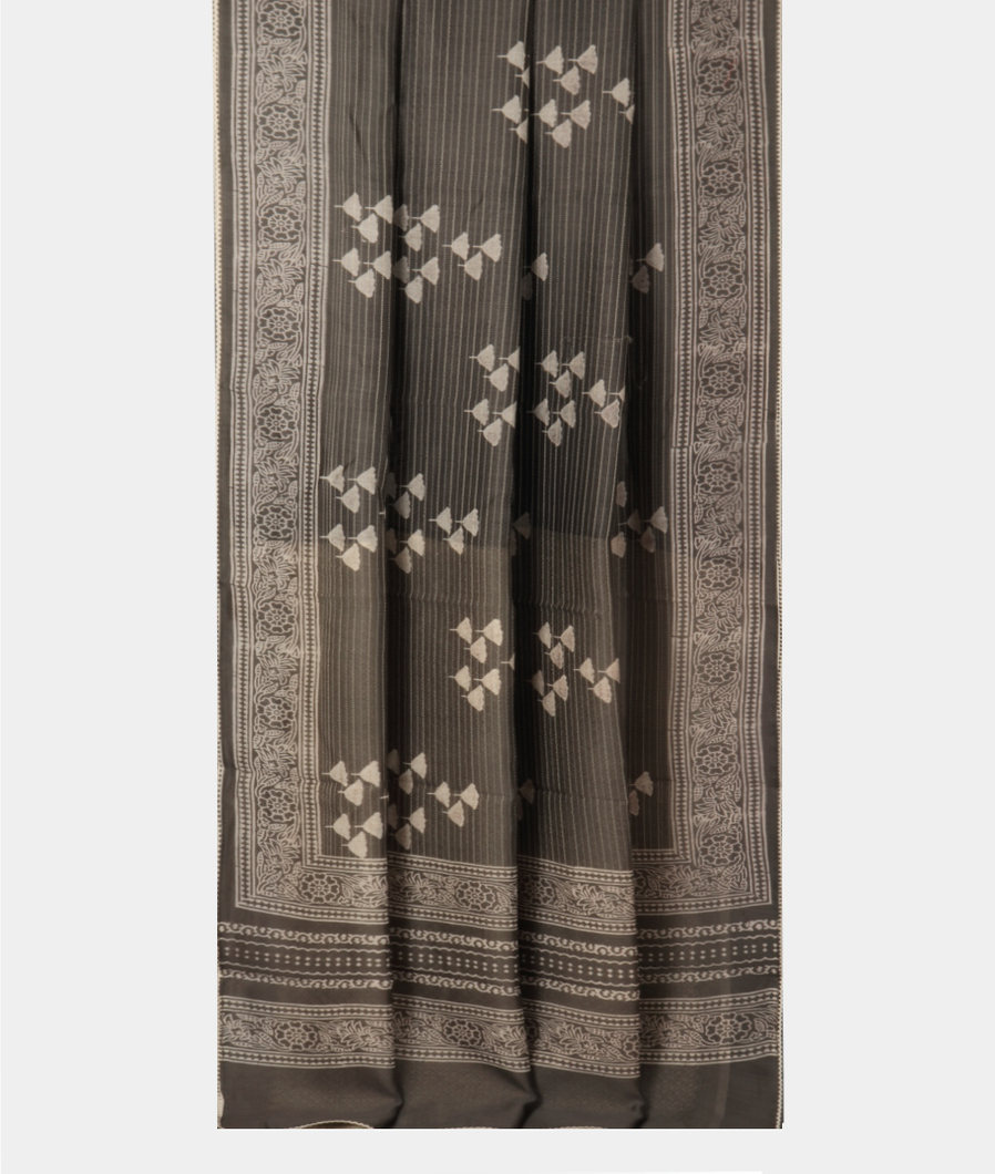 Grey Chanderi Cotton Saree T3884042