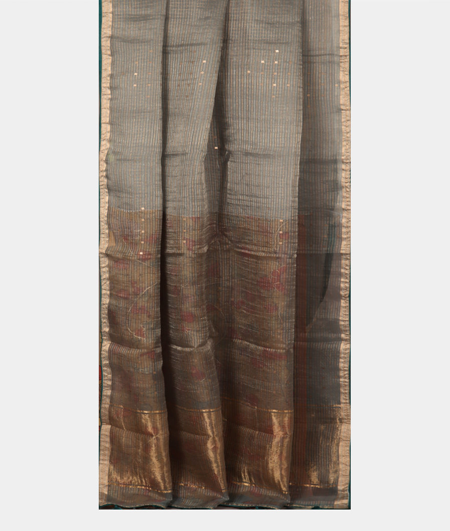 Grey Woven Organza Saree T3883562