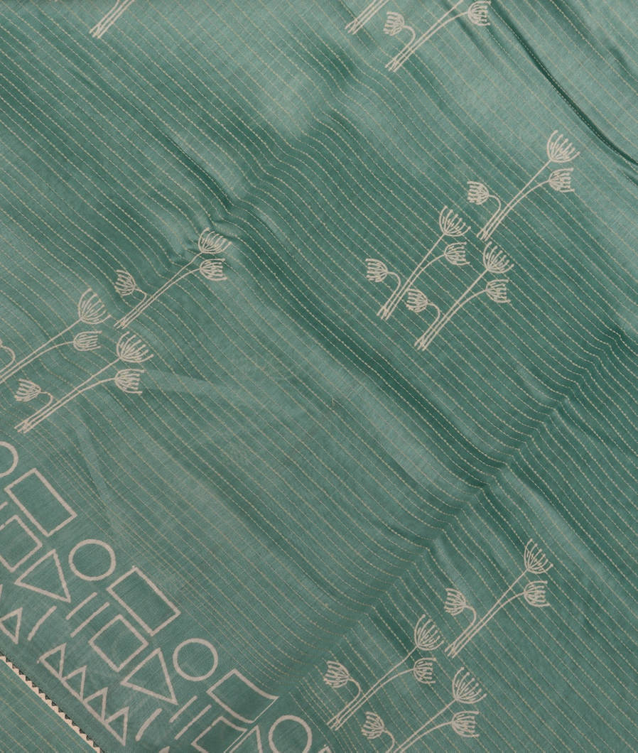 Green Chanderi Cotton Saree T388416-image