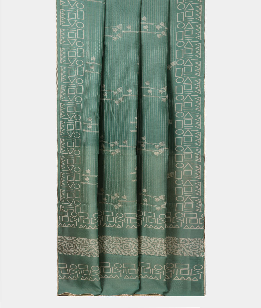 Green Chanderi Cotton Saree T3884162