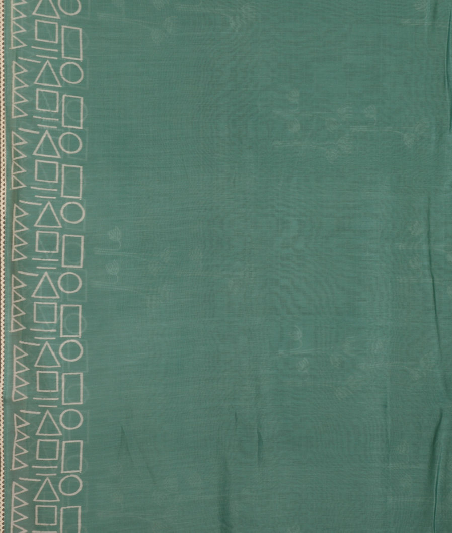 Green Chanderi Cotton Saree T3884163