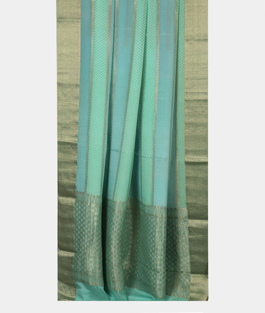 Green and Blue Mysore Silk Saree T3631942