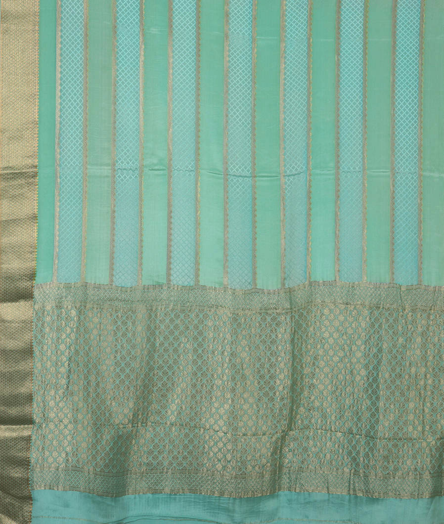 Green and Blue Mysore Silk Saree T3631944