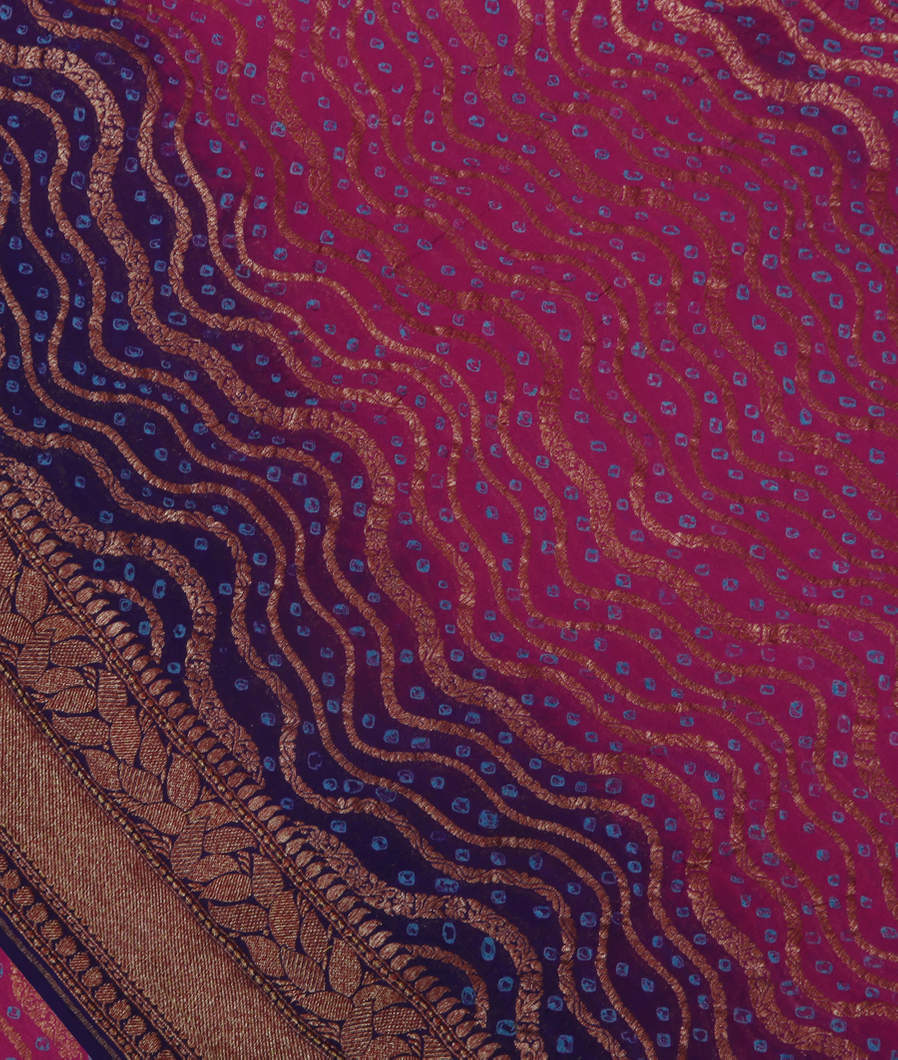 Purple Banaras Georgette Bandhani Silk Saree T376885-image