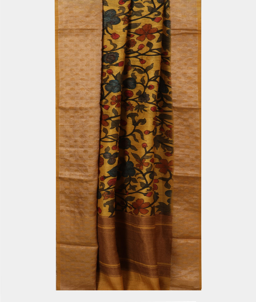 Yellow Banaras Matka Tussar Saree T3873012