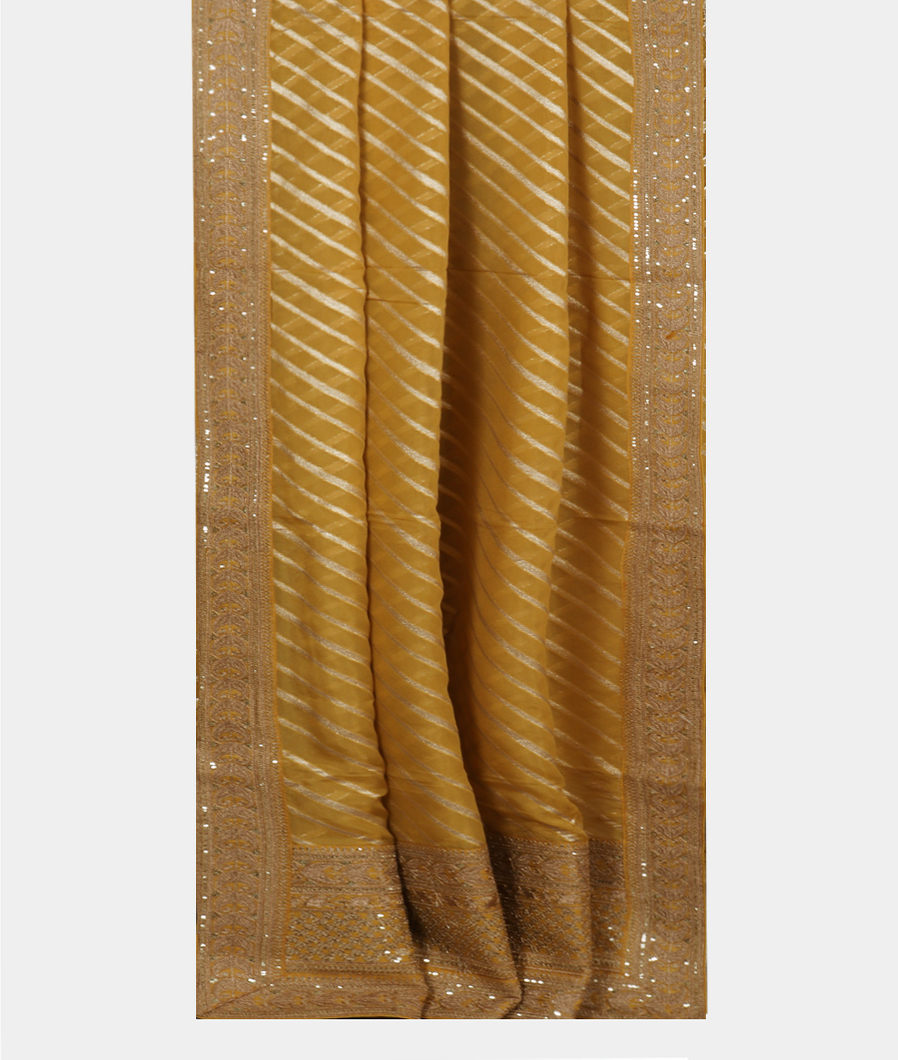 Yellow Kora Organza Embroidery Saree T3790992