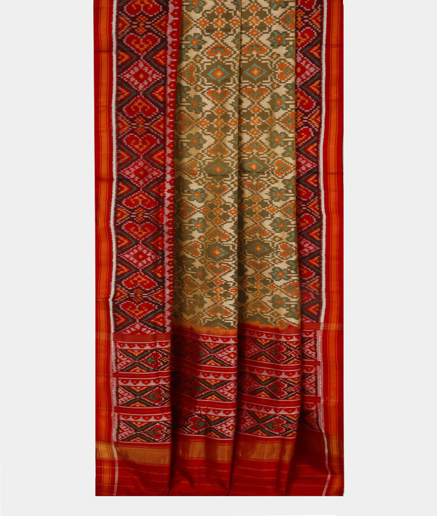 Cream Patola Silk Saree T3273962