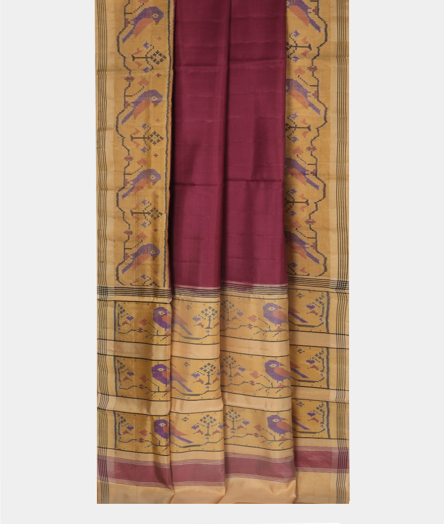 Burgundy Patola Silk Saree T3633012