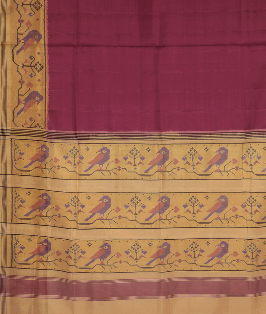 Burgundy Patola Silk Saree T3633014