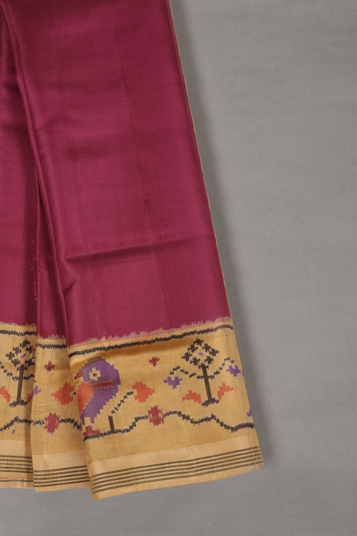 Burgundy Patola Silk Saree T363301-image