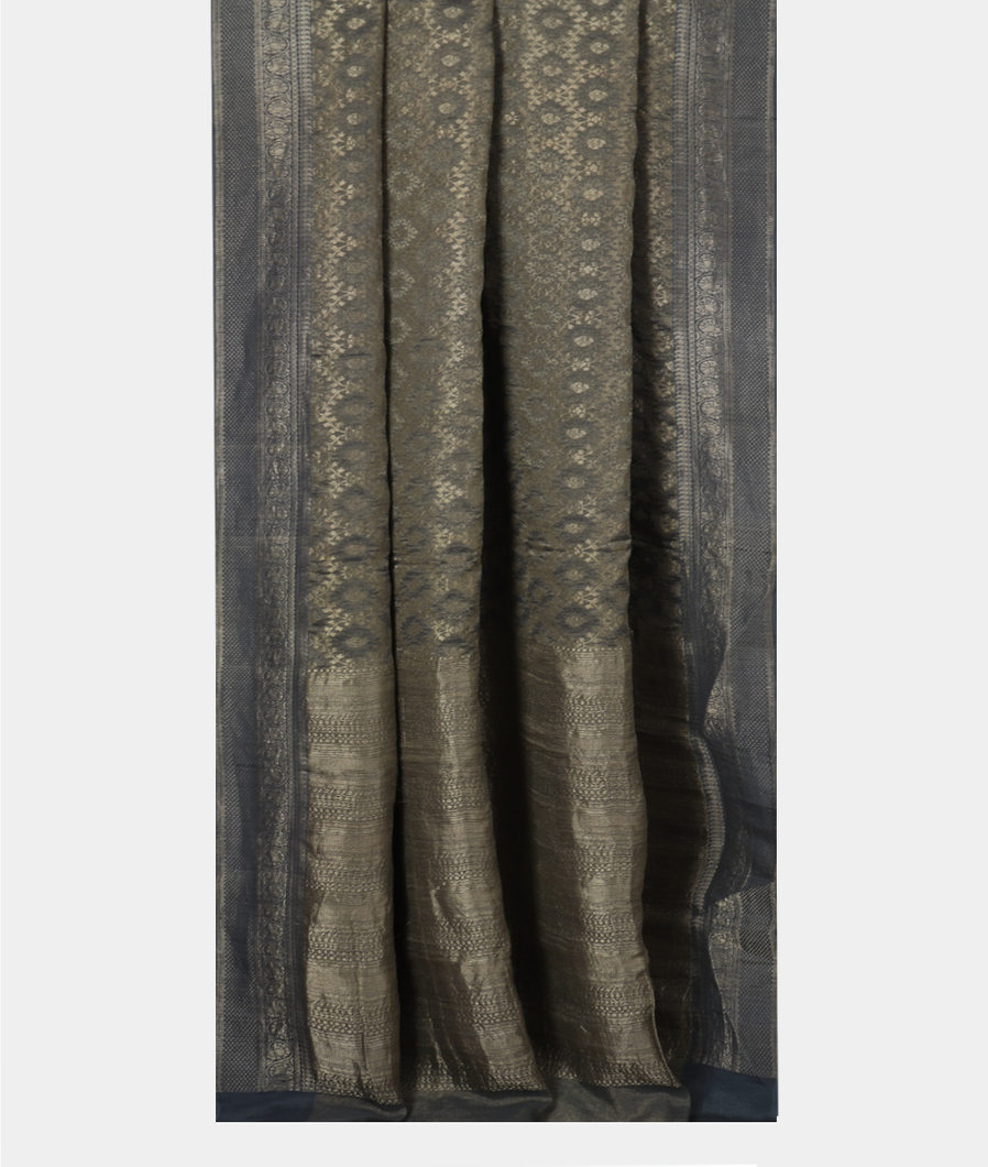 Grey Banaras Georgtte Silk Saree T2601372