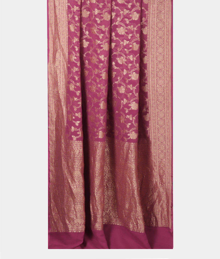 pink Banaras Georgtte Silk Saree T3804212