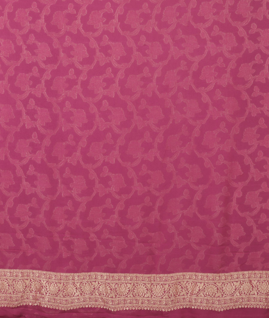 pink Banaras Georgtte Silk Saree T3804213