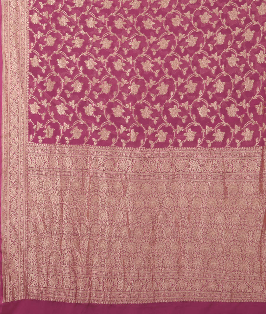 pink Banaras Georgtte Silk Saree T3804214