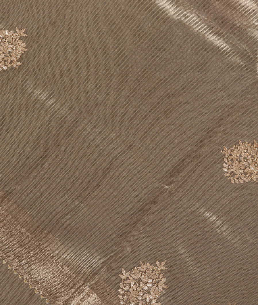 Grey Tissue Kota Embroidery Saree T379403-image
