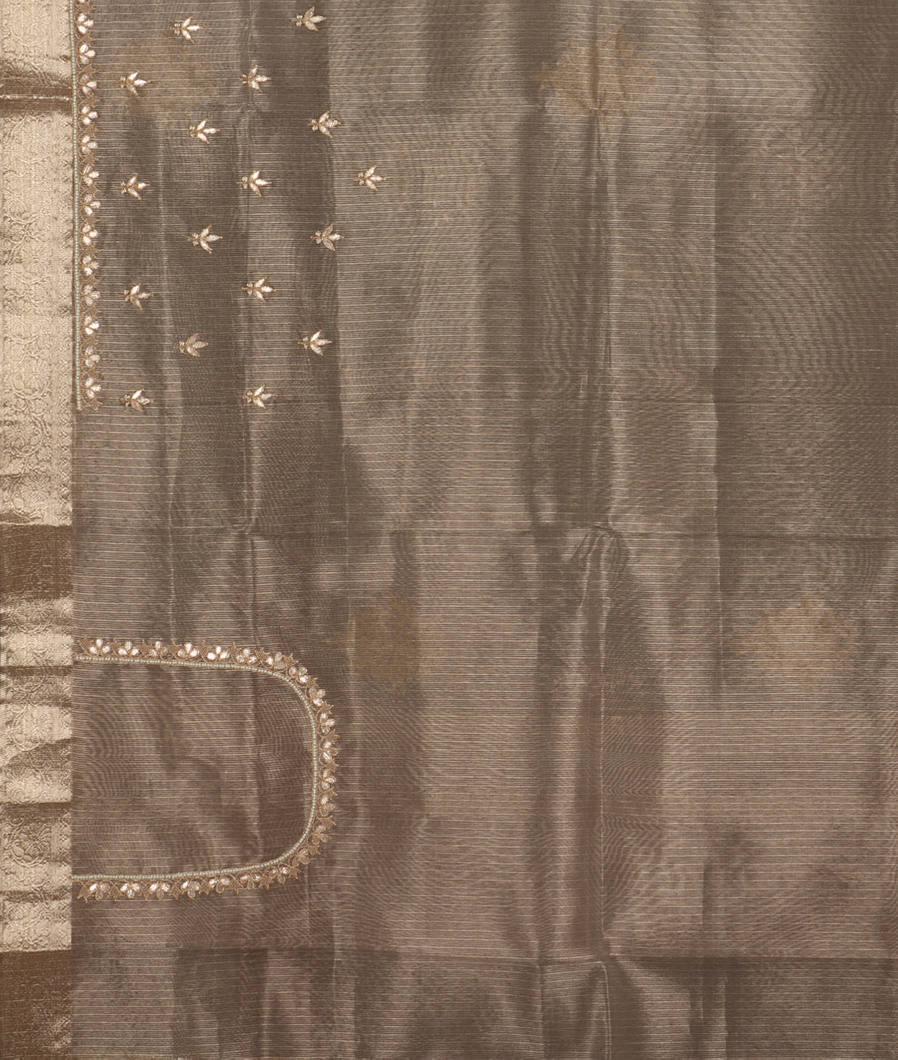 Grey Tissue Kota Embroidery Saree T3794033