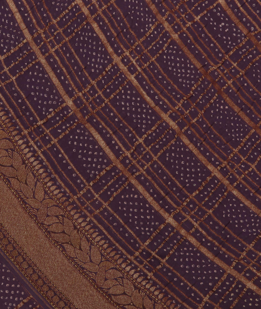 Purple Banaras Georgette Bandhani Silk Saree T376868-image