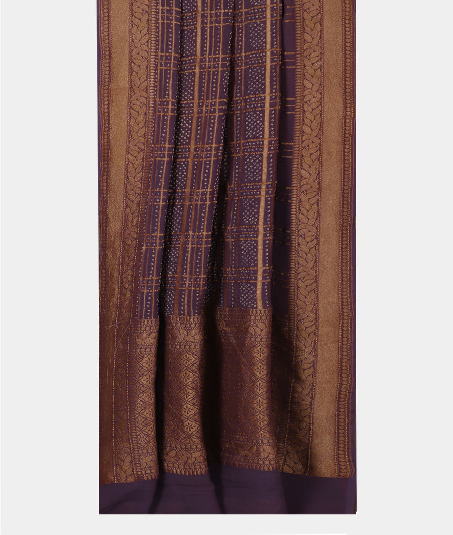Purple Banaras Georgette Bandhani Silk Saree T3768682