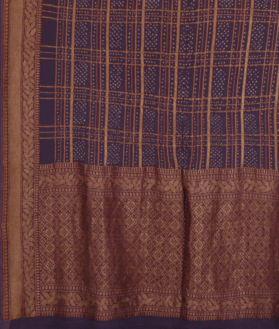 Purple Banaras Georgette Bandhani Silk Saree T3768684