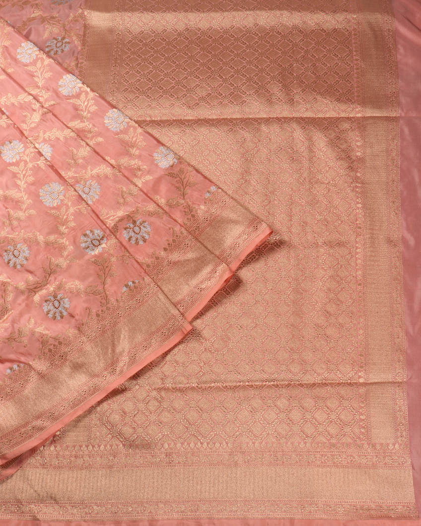 Peach Banaras Silk Saree T3851002