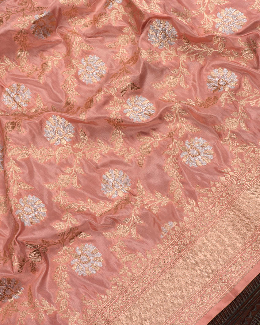 Peach Banaras Silk Saree T3851004