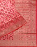 Pinkish Orange Banaras Silk Saree T3804442