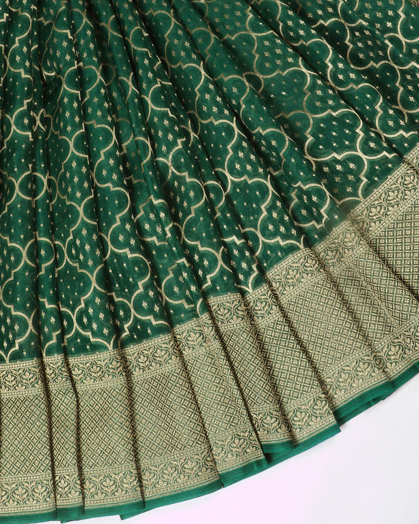 Green Banaras Organza Saree T382310-image