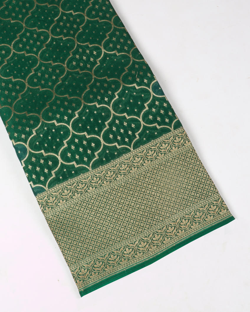 Green Banaras Organza Saree T3823104