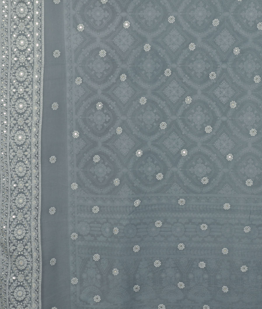 Blue Georgette Silk Embroidery Saree T3766473