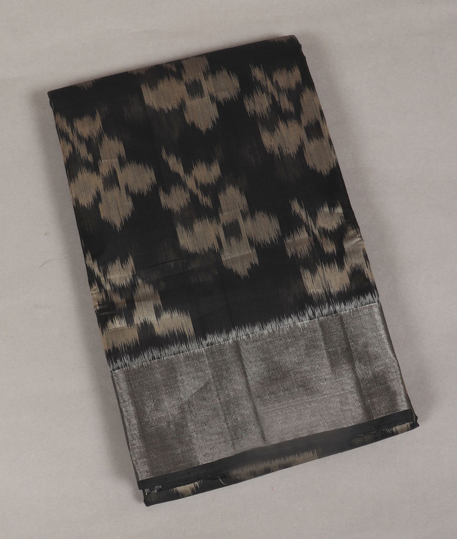 Black Pochampalli Silk Cotton Saree T389349-image