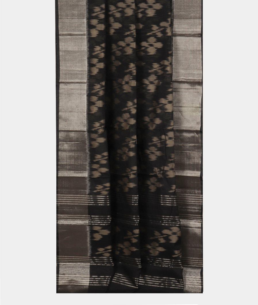 Black Pochampalli Silk Cotton Saree T3893492