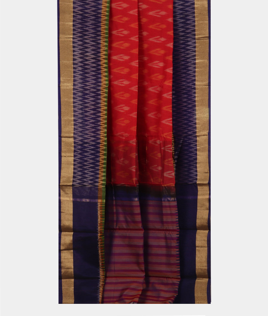 Red Pochampalli Silk Cotton Saree T3893062