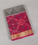 Grey Pochampalli Silk Cotton Saree T3893151