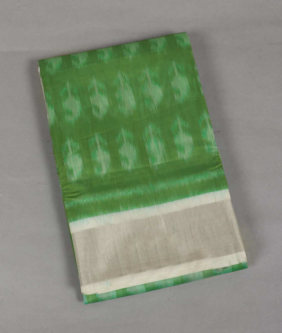 Green Pochampalli Silk Cotton Saree T389362-image