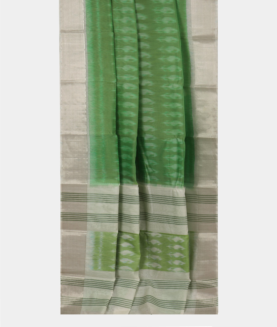 Green Pochampalli Silk Cotton Saree T3893622