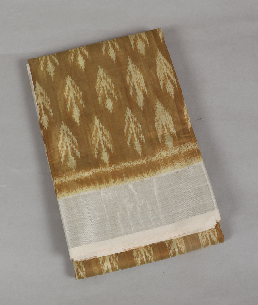 Yellowish Green Pochampalli Silk Cotton Saree T389346-image