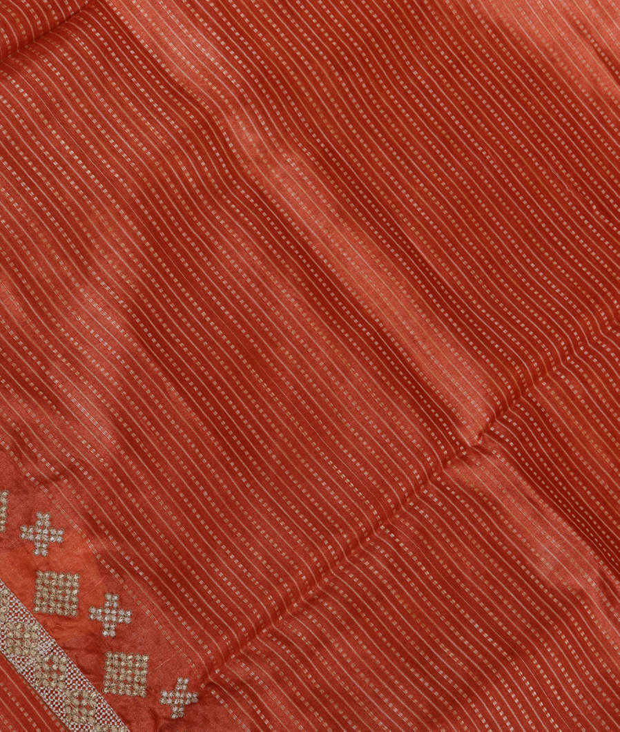 Rust Tussar Embroidery Saree T375106-image