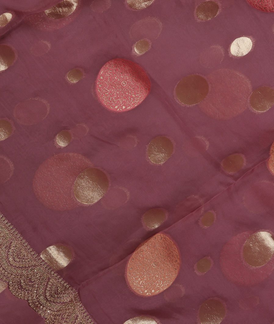 pink Kora Organza Embroidery Saree T377372-image