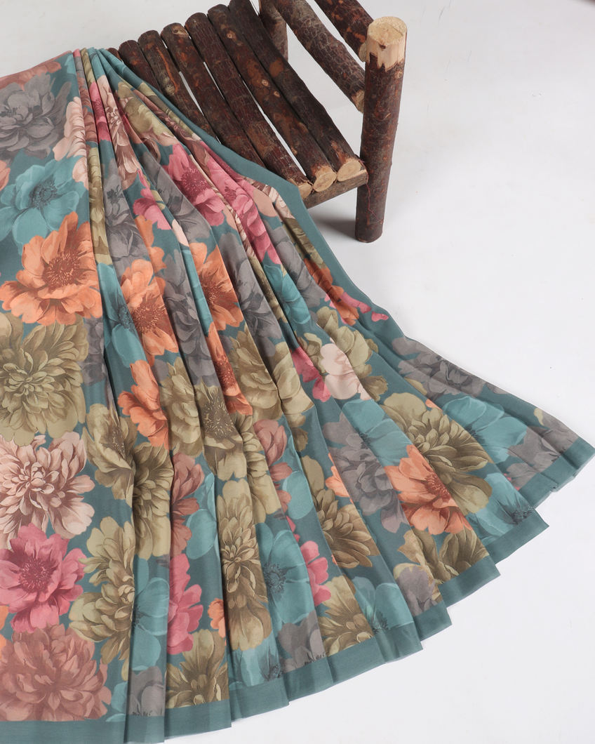 Blue Crepe Silk Saree T389517-image