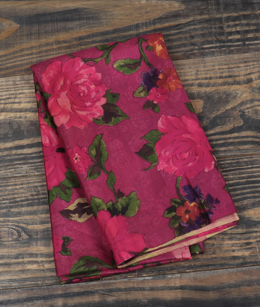 Purple Hand Printed Kanjivaram Silk Blouse T387085-image