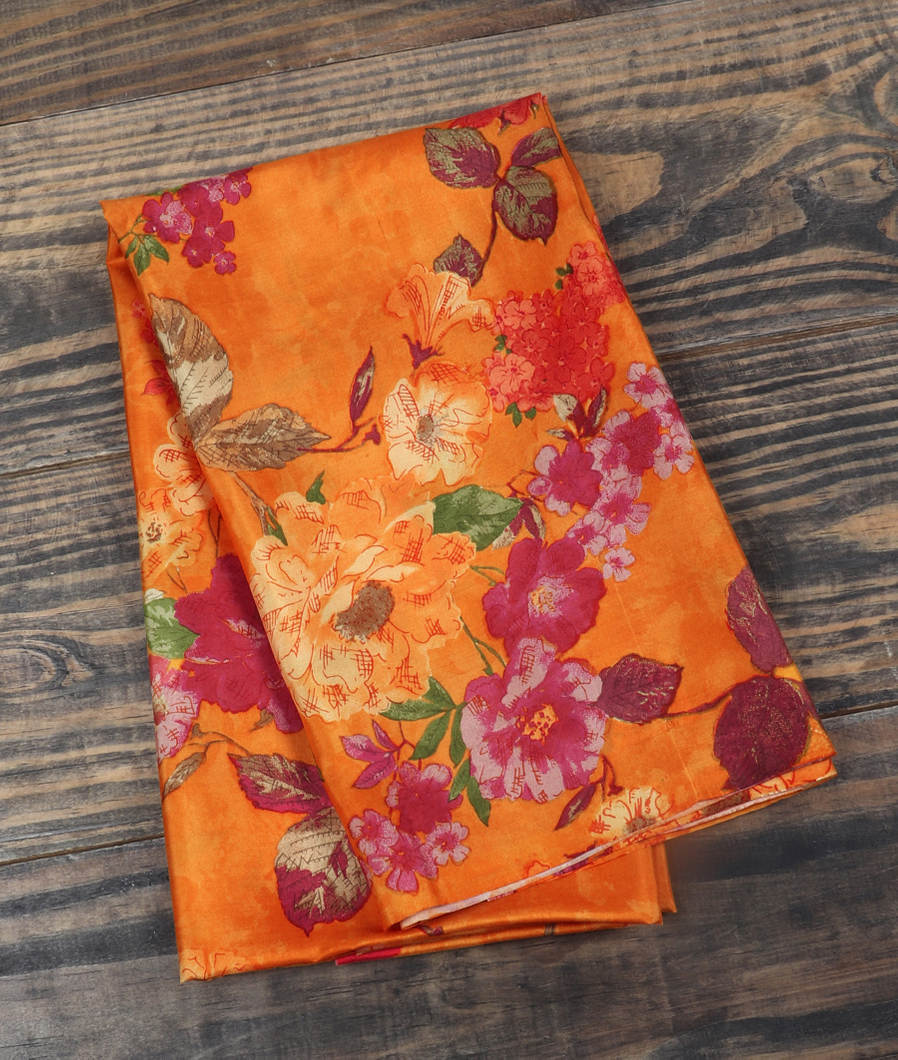 Yellow Hand Printed Kanjivaram Silk Blouse T388525-image