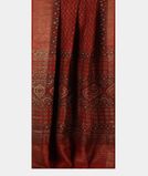 Rust Ajrakh Linen Printed Saree T3478752