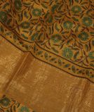 Yellow Ajrakh Printed Modal Silk Saree T3641411